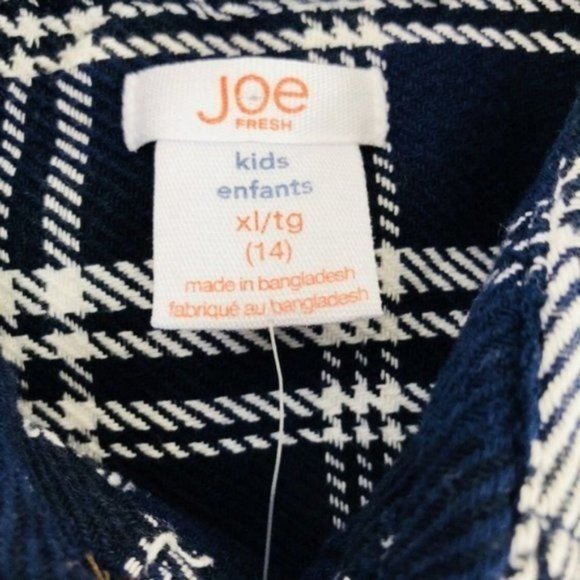 Joe Fresh Kids Button Down Long Sleeve Navy Plaid - Picture 5 of 5